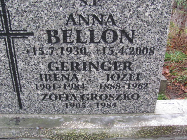 Józef Geringer 1888 Gliwice Wójtowa Wieś - Grobonet - Wyszukiwarka osób pochowanych