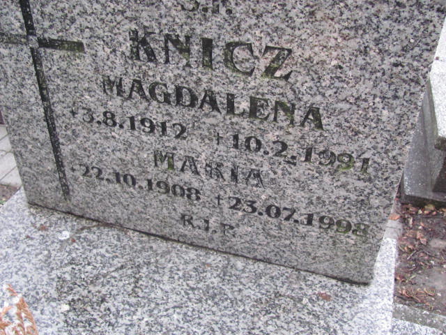 Maria Knicz 1908 Gliwice Wójtowa Wieś - Grobonet - Wyszukiwarka osób pochowanych