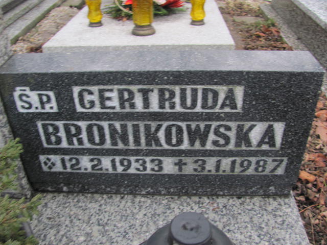 Gertruda Bronikowska 1933 Gliwice Wójtowa Wieś - Grobonet - Wyszukiwarka osób pochowanych