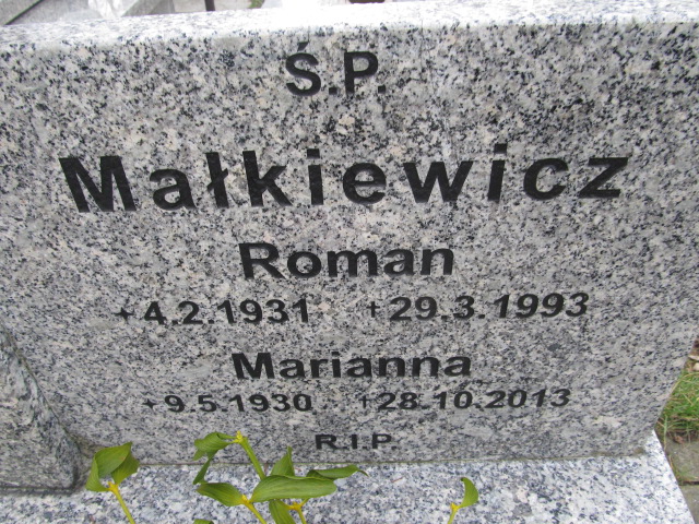 Roman Małkiewicz 1931 Gliwice Wójtowa Wieś - Grobonet - Wyszukiwarka osób pochowanych