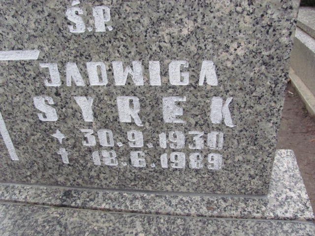 Jadwiga Syrek 1930 Gliwice Wójtowa Wieś - Grobonet - Wyszukiwarka osób pochowanych